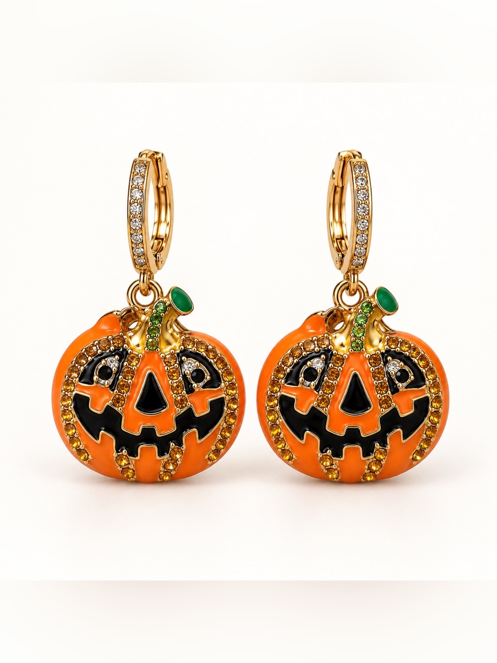 Orange Pumpkin Jack-O'-Lantern Halloween Earrings